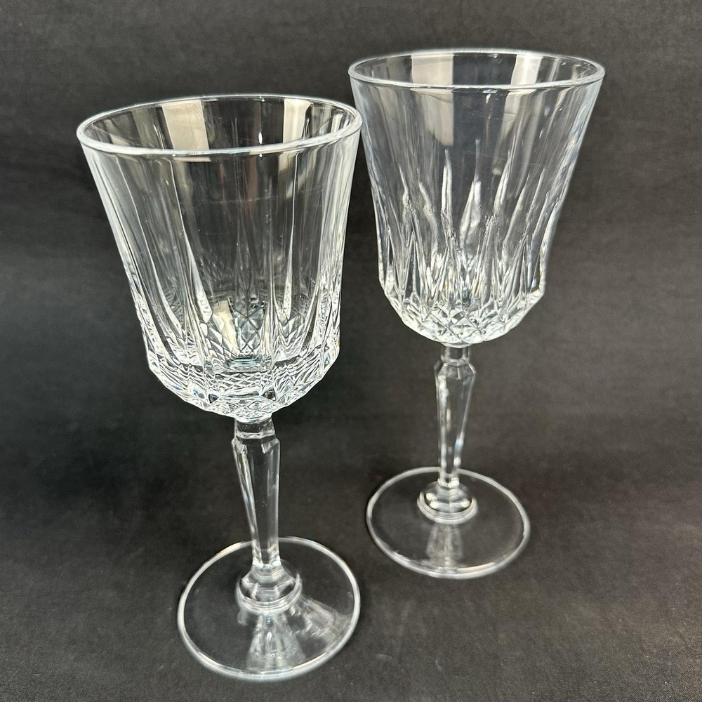 Toscany‎ 'Elite' 7" Faceted Crystal Wine Glasses With Hexagonal Stems, Set of 2